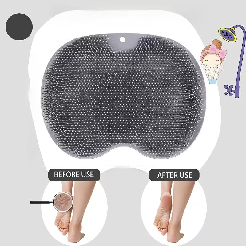 Shower Foot Cleaner with Hook - Wall-Mounted Bathroom Massage Mat & Back Scrubber