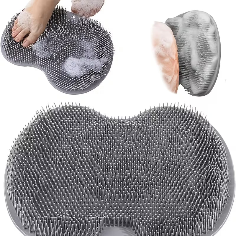 Shower Foot Cleaner with Hook - Wall-Mounted Bathroom Massage Mat & Back Scrubber