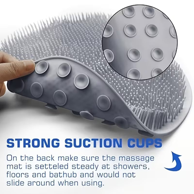 Shower Foot Cleaner with Hook - Wall-Mounted Bathroom Massage Mat & Back Scrubber