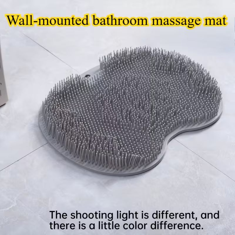 Shower Foot Cleaner with Hook - Wall-Mounted Bathroom Massage Mat & Back Scrubber