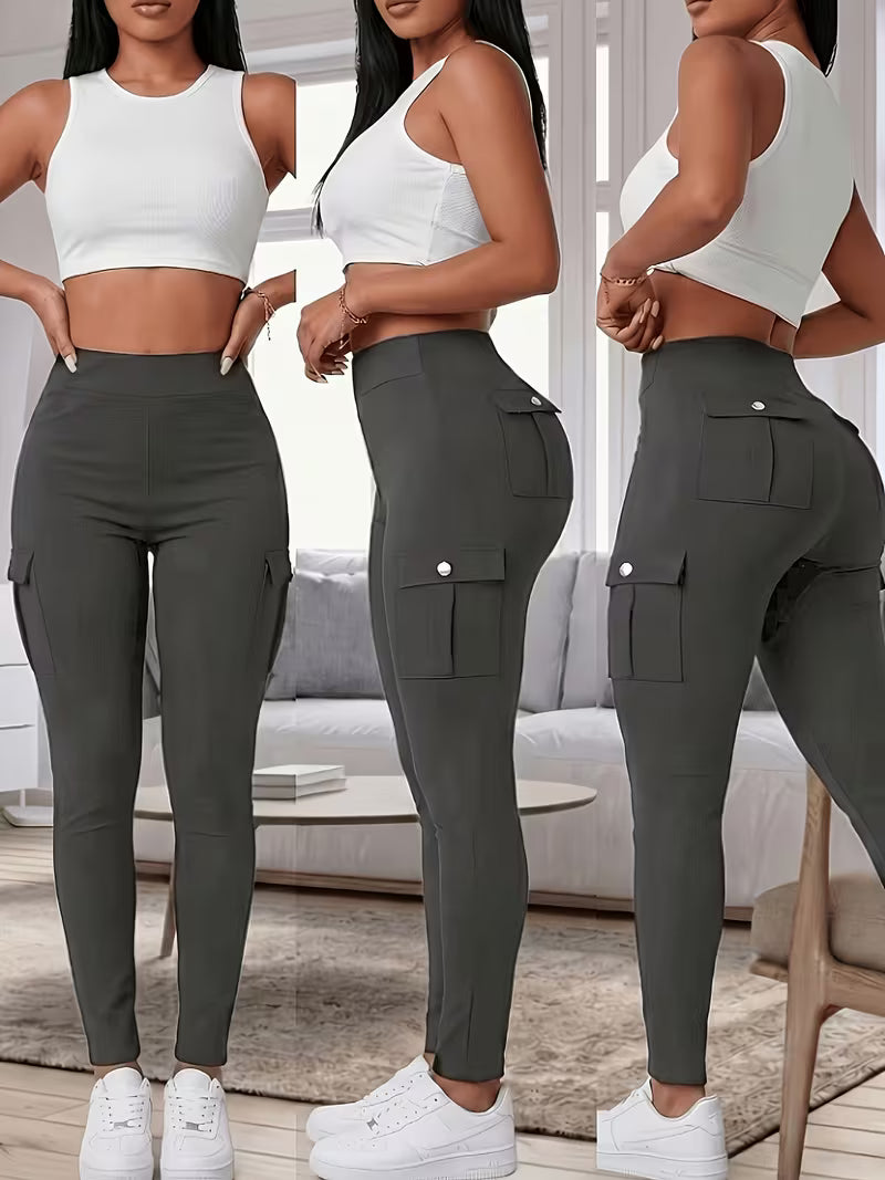 Women's Butt Lifting Yoga Pants - Patchwork Leggings with Pocket, All-Season Fashion