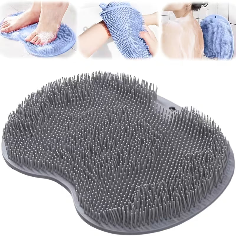 Shower Foot Cleaner with Hook - Wall-Mounted Bathroom Massage Mat & Back Scrubber